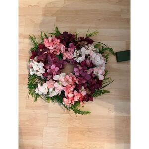 NEW REMON 16” Lighted Hydrangea Wreath Indoor/Outdoor